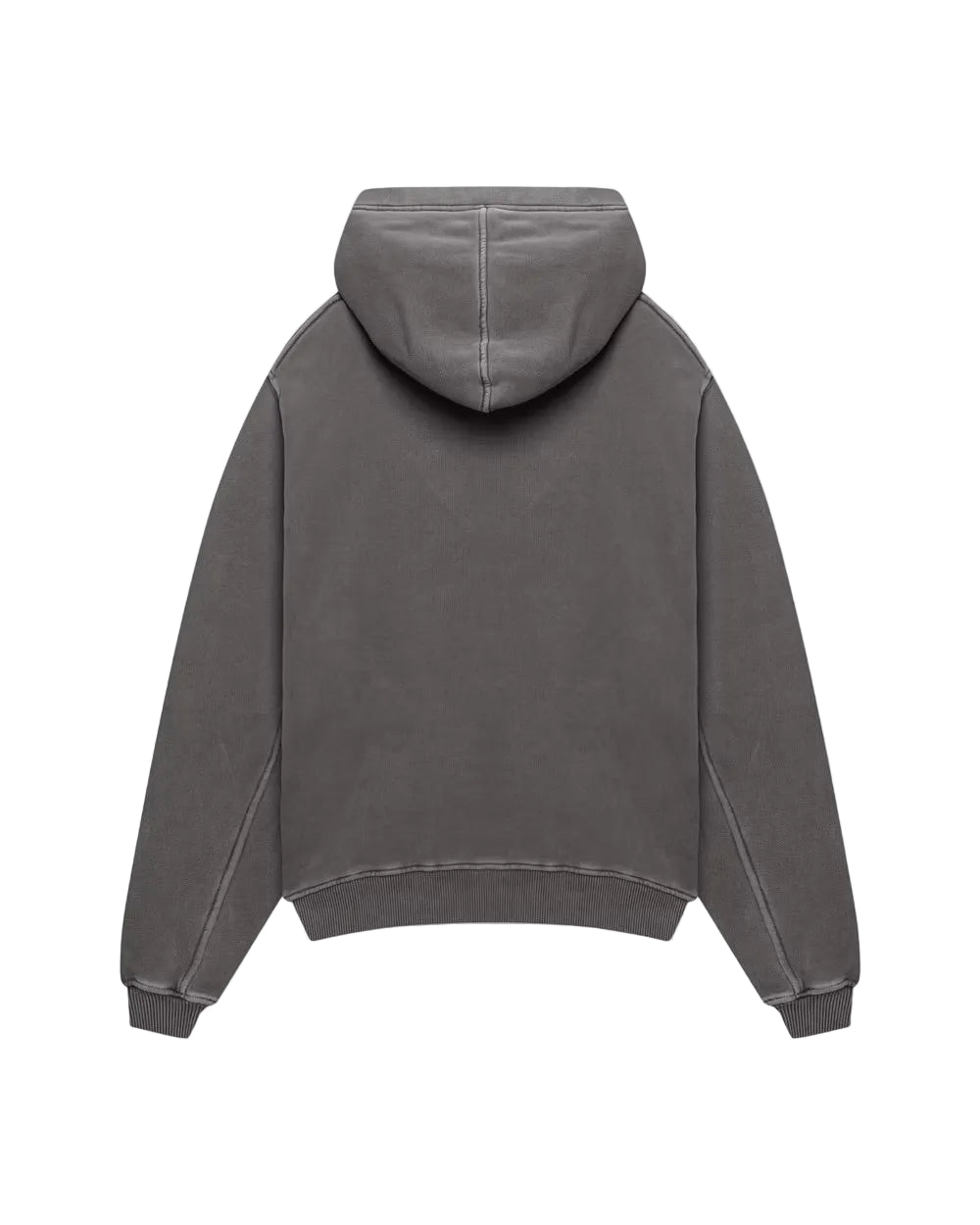 Back view of Kaizen Market Blank Heavyweight Washed Vintage Wash Faded Charcoal Hoodie